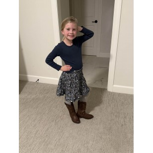 Navy Floral Skirt